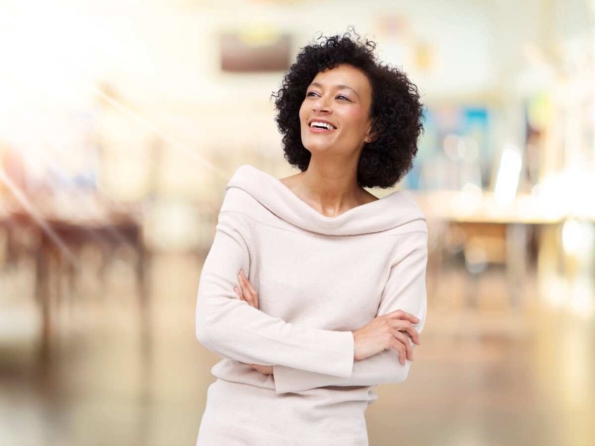 woman happy in her work during retirement